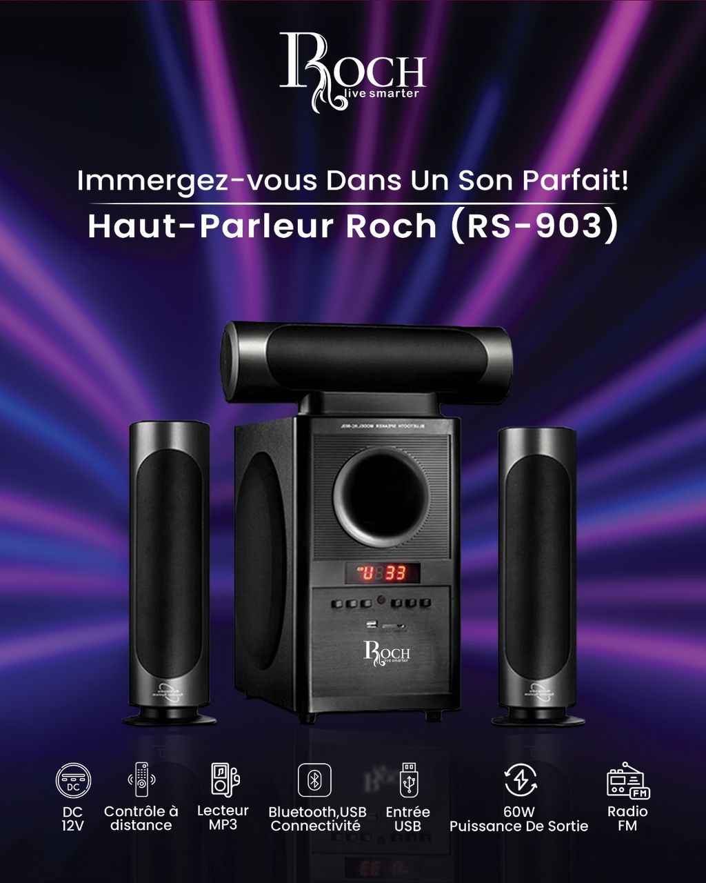 Haut-Parleur Roch RS-903 Bluetooth 60W